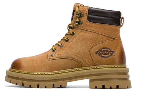 Dickies Split Pig Leather Slip Resistant Casual Shoes, Fashion High Top, Fleece Lined 12cm Outdoor Boots Men's