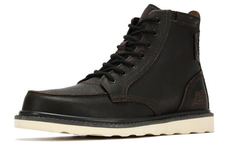 CAT Top Grain Cow Leather Short Combat Boots Men's Black
