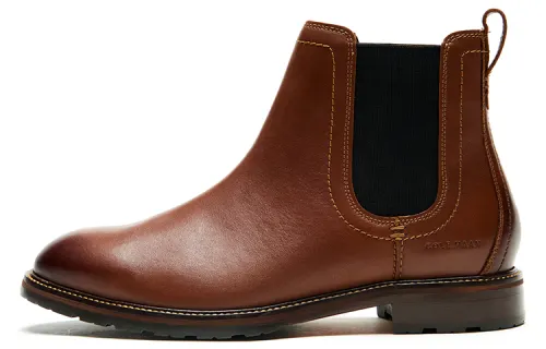 COLE HAAN Top Grain Cow Leather Ankle Length Chelsea Boots Men's