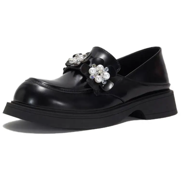 Teenie Weenie Cow Leather Loafers 5CM Women's Black