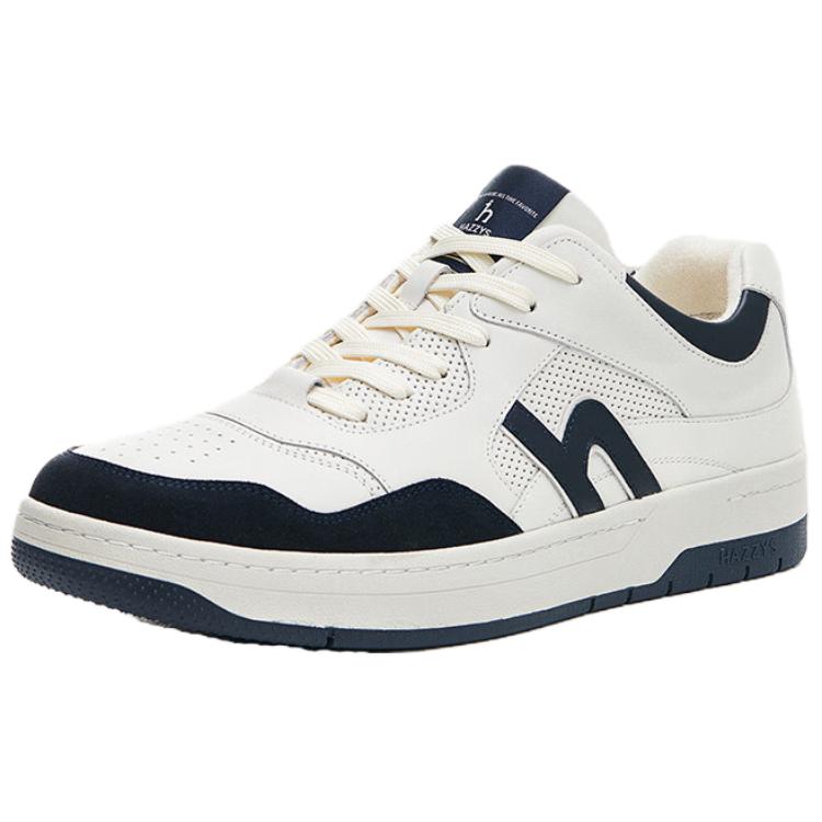 HAZZYS Cow Leather Low top Skateboard Shoes Men's Navy Blue