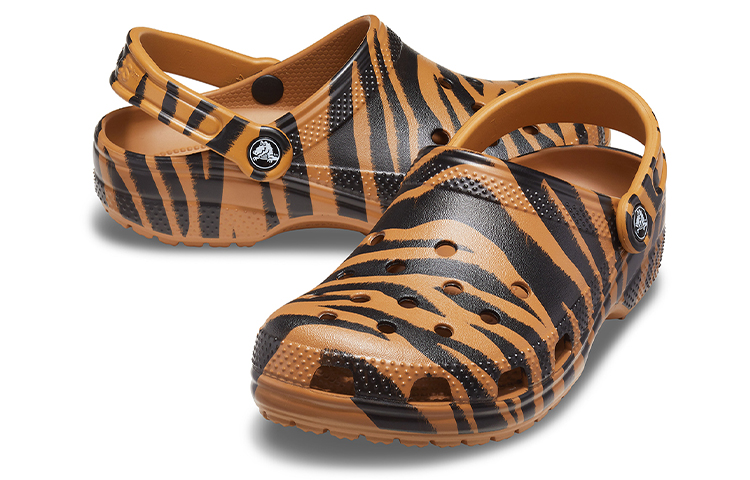 Crocs Classic Clog Animal Printing Beach Tiger Stripes Yellow Sandals