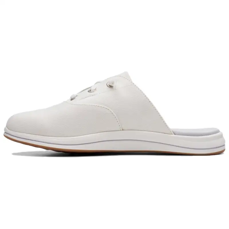 Clarks Rubber Sole Closed Toe Slippers Women's White