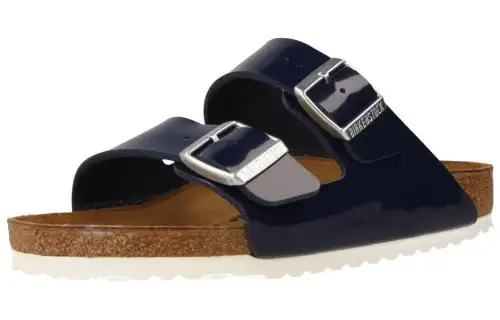 Birkenstock Leather Slide Slippers Unisex Blue