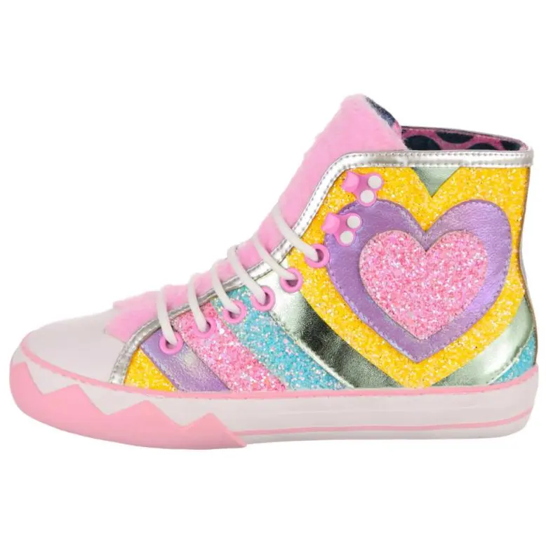 IRREGULAR CHOICE Pu High top Skateboard Shoes Women's Pink Yellow