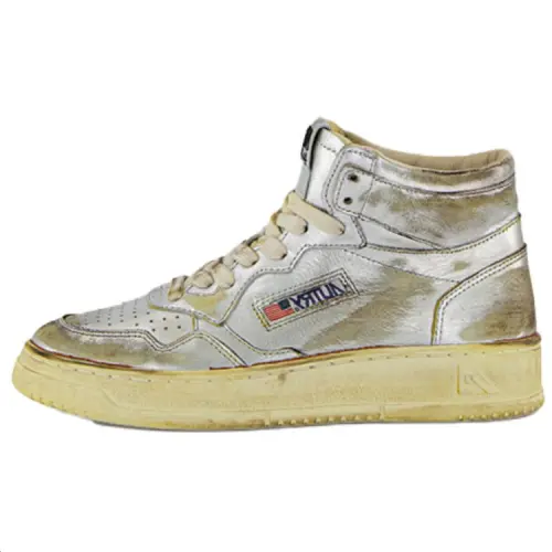 AUTRY Leather High top Skateboard Shoes Women's Silver