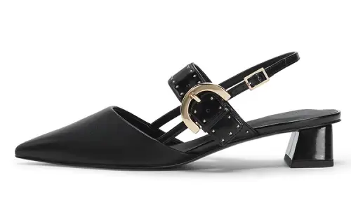 CHARLES&KEITH Pu Chunky Heel High Heels 4.5cm Women's Black