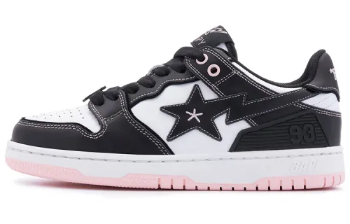 BAPY x A BATHING APE SK8 STA Leather Low top Stylish Skateboarding Shoes Women's Black White Pink