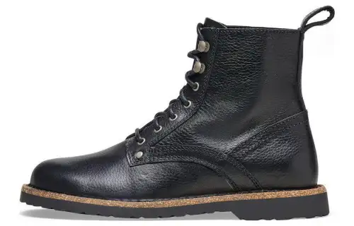 Birkenstock Leather Short Mid Calf Combat Boots Unisex Black Narrow