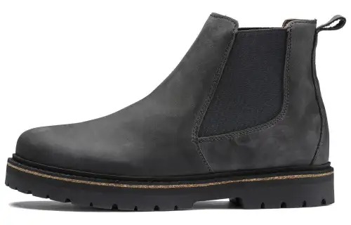 Birkenstock Stalon Leather Ankle Length Chelsea Boots Unisex Gray Narrow