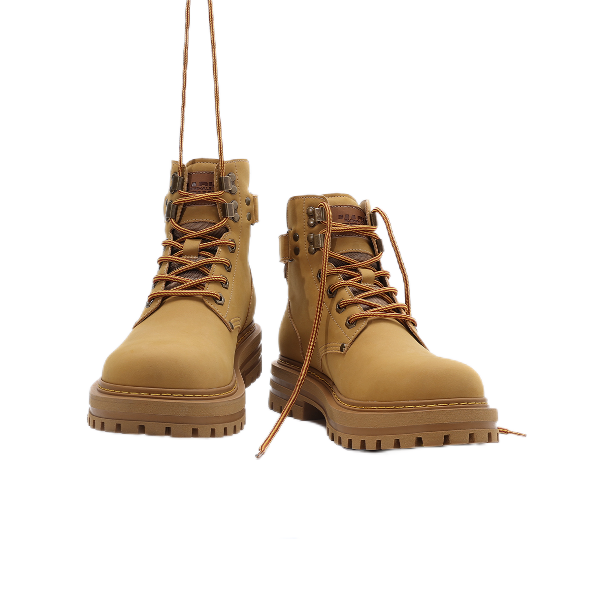 FAIRWHALE Combat Boots Men's Black/Ginger Yellow