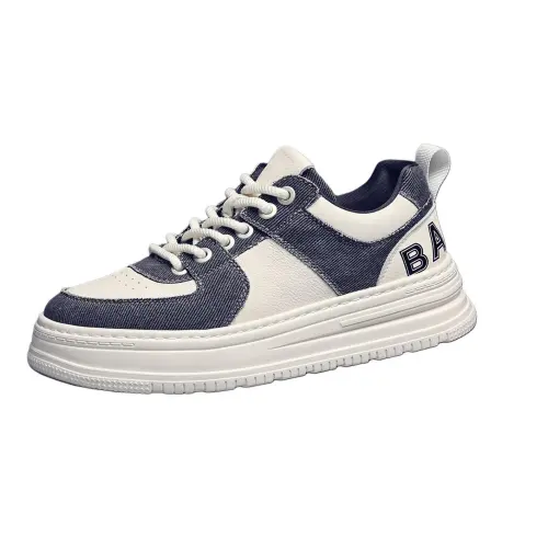 JANE HARLOW Textile, Top Grain Cow Leather Low top Skateboard Shoes Men's White Gray