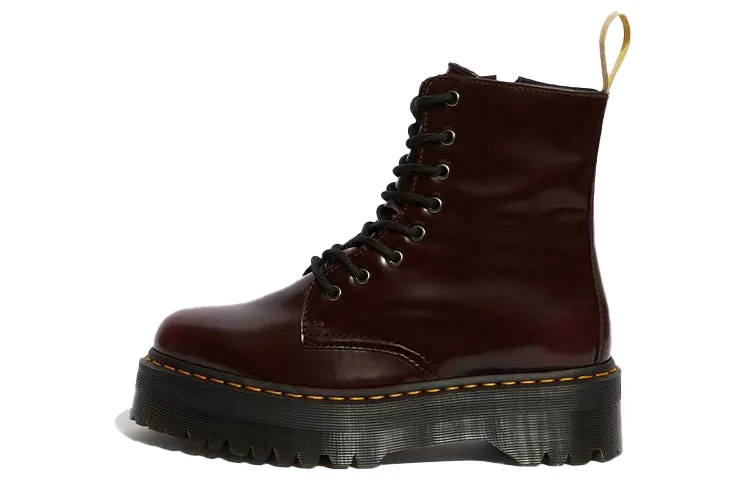 Dr. Martens Vegan Jadon Ii Combat Boots Couple Style Brown Red