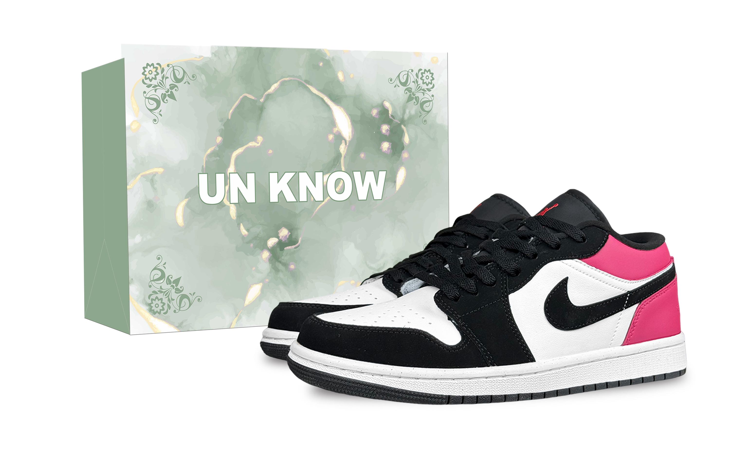Jordan Air Jordan 1 Pink Leopard, Shopping Bag Abrasion Resistant Abrasion Resistant Low top Vintage Basketball Shoes