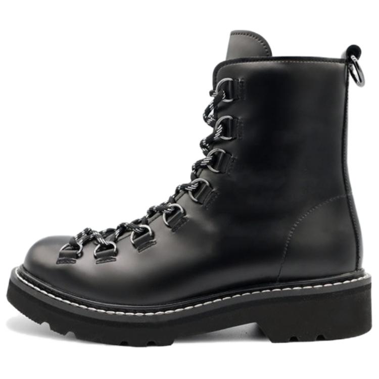 BEFFON Cow Leather Short Combat Boots Women's Black