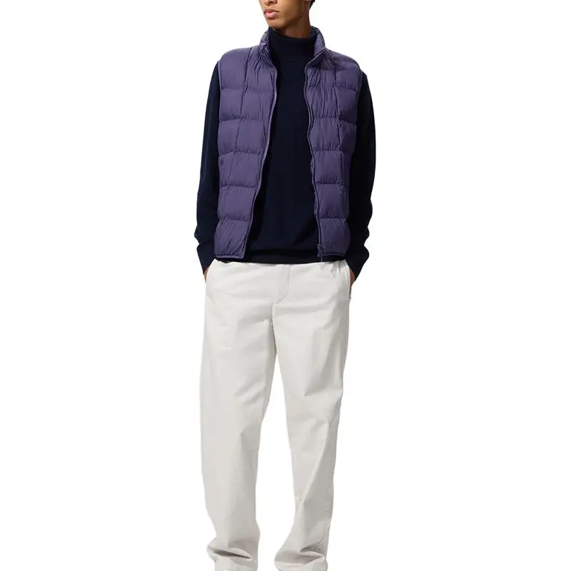 UNIQLO Down Vests Unisex Gray Purple Stand Collar Moderate Other