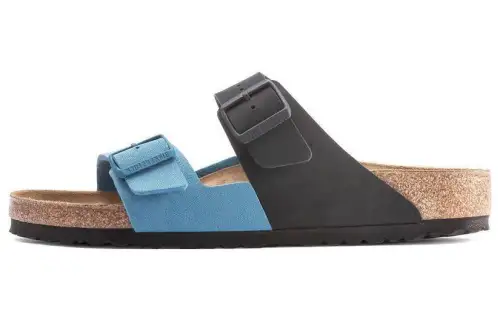 Birkenstock Synthetic Leather Slide Slippers Men's Blue Black Regular