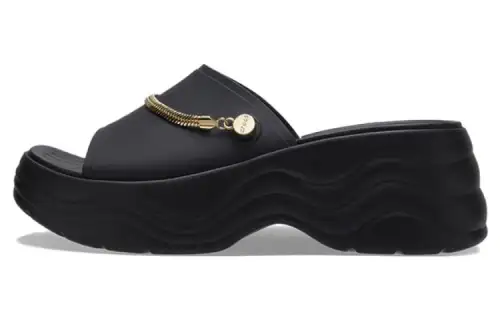 Crocs Skyline Shimmer Slides 'Black Gold' Women's