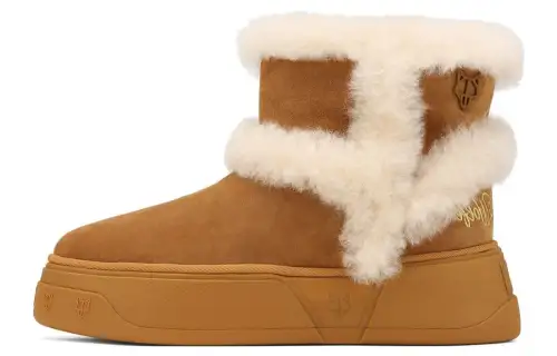 Naked Wolfe K 01 Sheepskin Short Snow Boots Men's Tawny