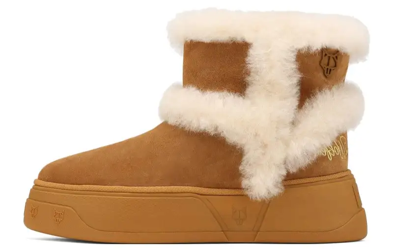 Naked Wolfe K 01 Sheepskin Short Snow Boots Men's Tawny