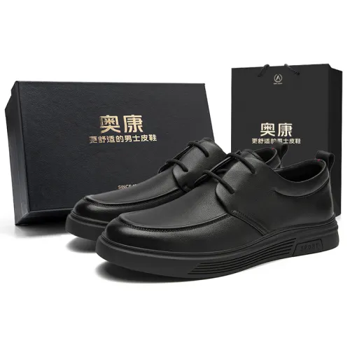 [Gift for Couples] AOKANG cow leather, British business, versatile, breathable, simple laces, formal leather shoes, men's style
