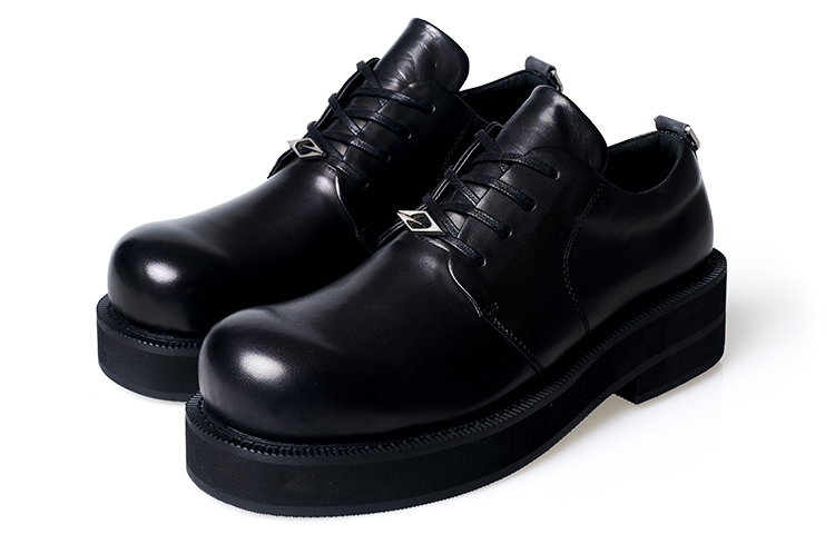 TERRA INCOGNITA Round Tip Derby Top Grain Cow Leather Men's Casual Leather Shoes Men's Black