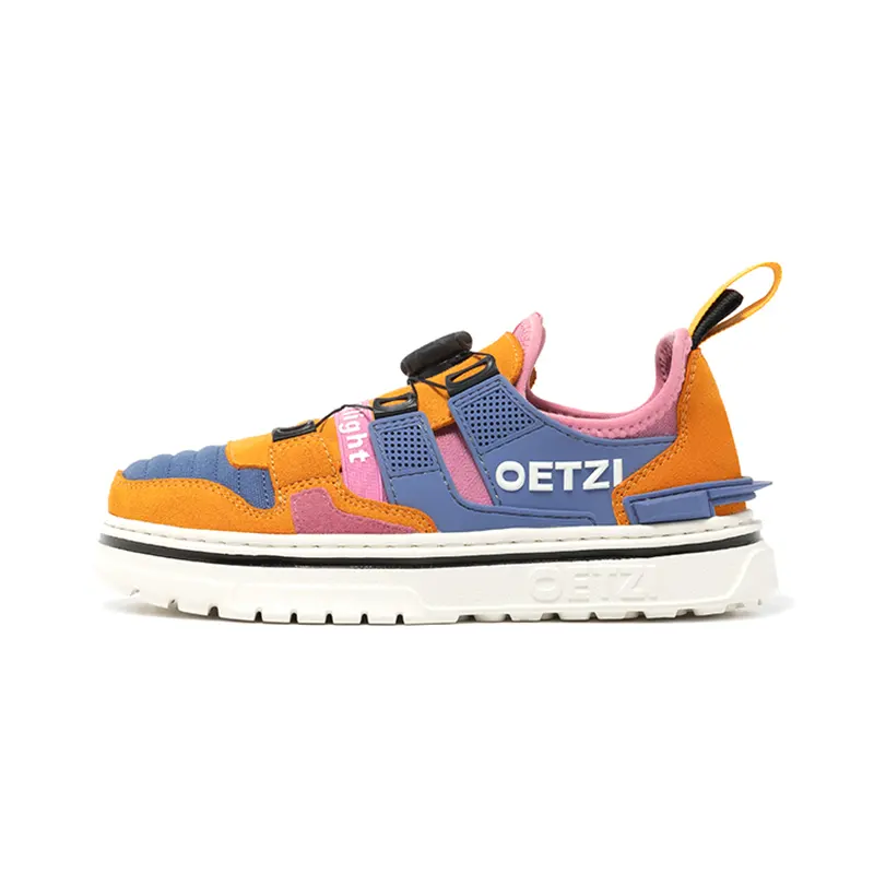 OETZI Skateboard Shoes Women's Low Top Orange & Dark Blue