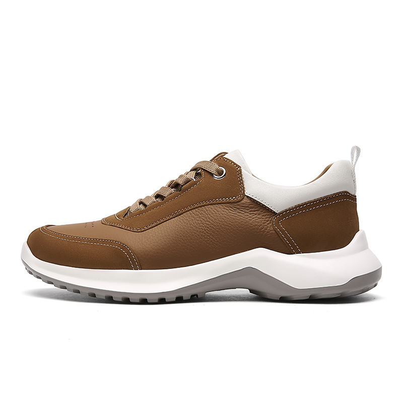 CROWN summer cow leather comfortable and versatile sports leather shoes casual shoes for men, one size too large