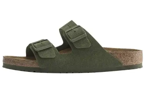 Birkenstock Arizona Suede Slide Slippers Men's Green Regular