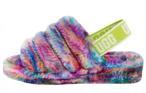 UGG FLUFF YEAH Shearling Print Stylish Sandal Women's Multicolor