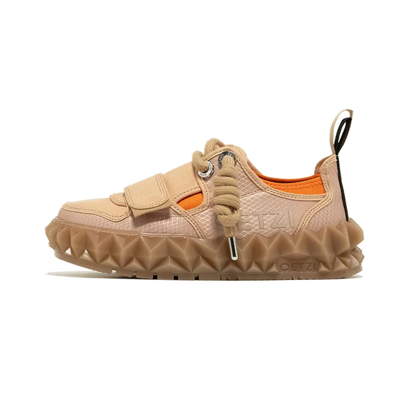 OETZI Fabric Stylish Skateboarding Shoes Unisex Camel