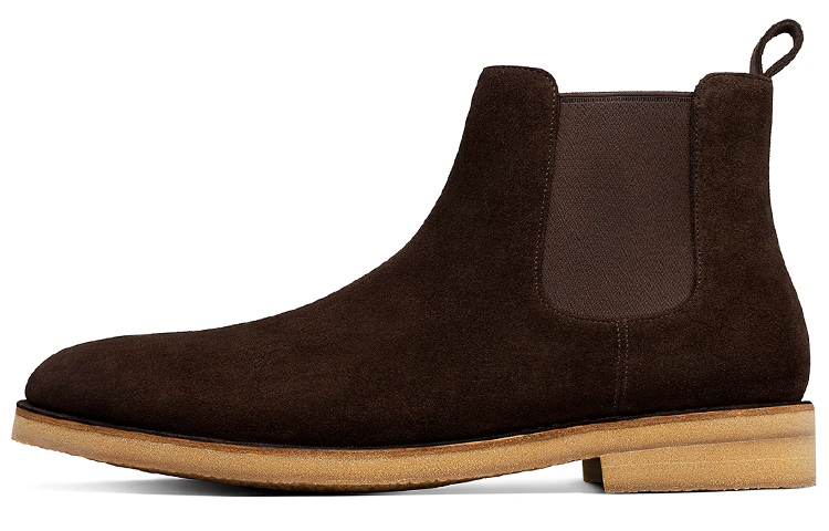 THOM WILLS Cow suede autumn and winter British casual versatile suede Chelsea boots men's dark brown color