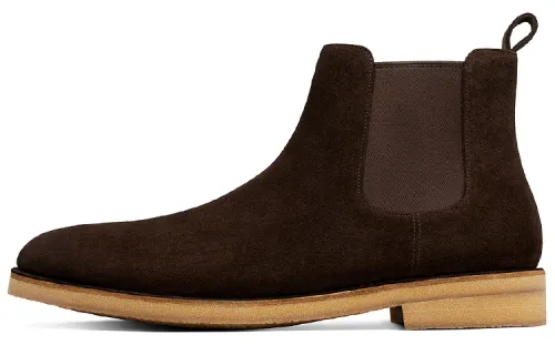 THOM WILLS Cow suede autumn and winter British casual versatile suede Chelsea boots men's dark brown color