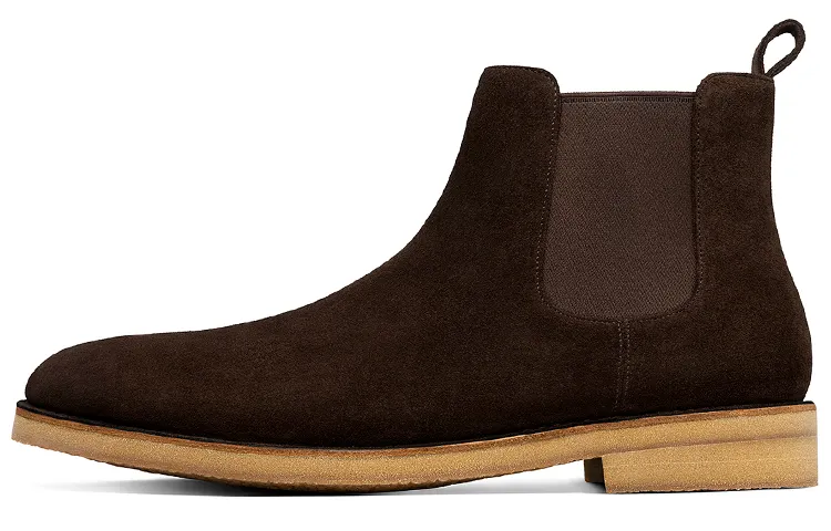 THOM WILLS Cow suede autumn and winter British casual versatile suede Chelsea boots men's dark brown color