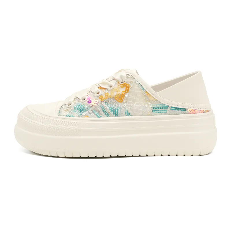 D FUSE SCANDINAVIA White Sneakers Flat Shoes Low top Skateboard Shoes Women's