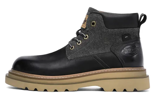 Dickies Cow Leather Crew Combat Boots Men's Black Gray