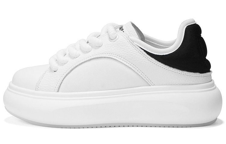 OMS Leather Abrasion Resistant Abrasion Resistant Low top Skateboard Shoes 5cm Women's White