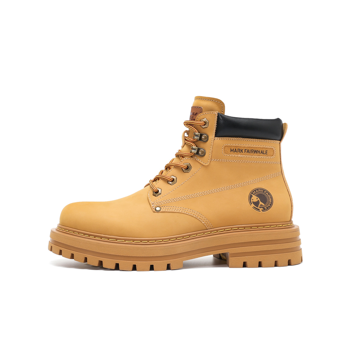 FAIRWHALE Combat Boots Men's Black/Ginger Yellow