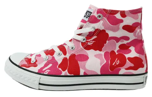 A BATHING APE ABC Camo APE STA HI Lace Up High top Stylish Skateboarding Shoes Men's Pink