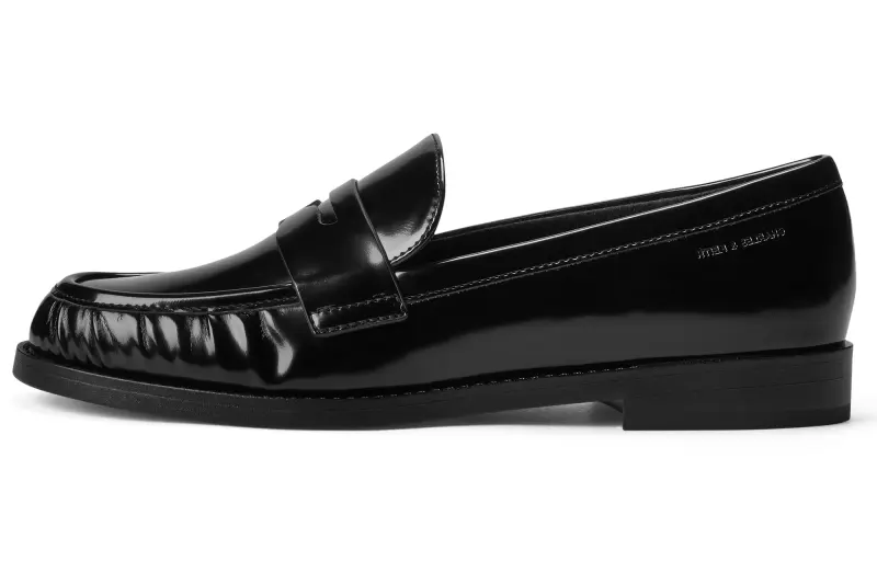 CHARLES&KEITH Small Ck PU Synthetic Leather Loafers 2.2cm Women's Black Box Black/Burgundy Wine Red