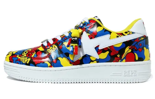 A BATHING APE x Medicom Toy STA Low top Stylish Skateboarding Shoes Men's Yellow