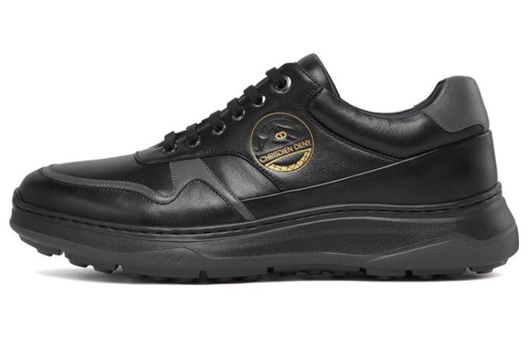 Chrisdien Deny Top Grain Cow Leather Slip Resistant Low top Casual Shoes Men's Black