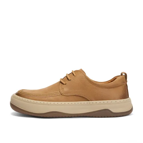 Belle BELLE cow leather nut pie cushioning retro thick-soled work leather shoes casual shoes men's yellow black