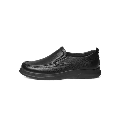 Red dragonfly sheepskin comfortable soft sole casual slip-on formal leather shoes men's black brown