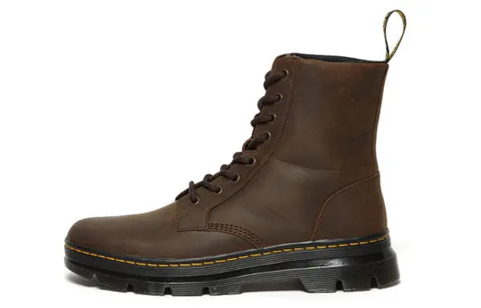 Dr. Martens Combs Leather Men's 8 Eye Combat Boots Brown
