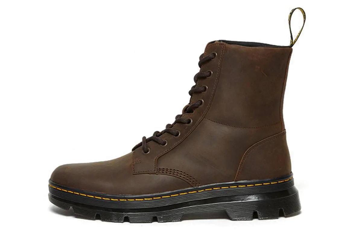 Dr. Martens Combs Leather Men's 8 Eye Combat Boots Brown
