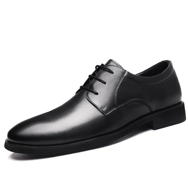 AOKANG wedding groom shoes first layer cowhide leather cow leather summer genuine leather office commuter soft sole pointed toe lace-up comfortable suit derby shoes casual business formal leather shoes men's black
