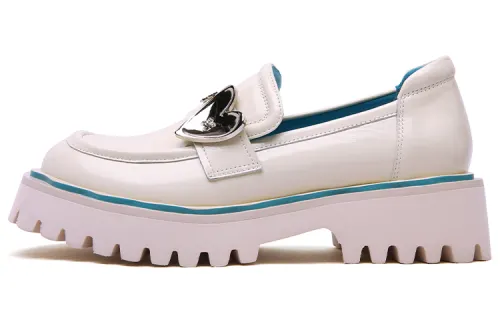 PACO GIL Top Grain Cow Leather Platform Shoes Women's Ecru