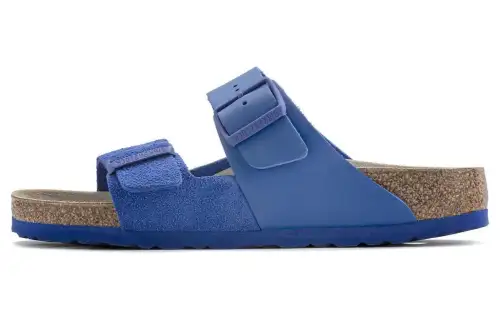 Birkenstock Arizona Suede Slide Slippers Unisex Blue Narrow