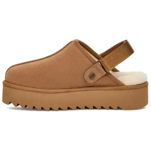 UGG Fleece Lined Comfortable Reversible Mules Closed Toe Slippers Women's Chestnut